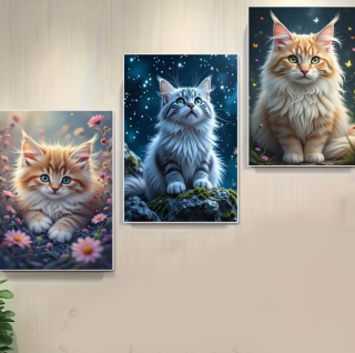 Diamond Painting 3 verschiedene Katzen